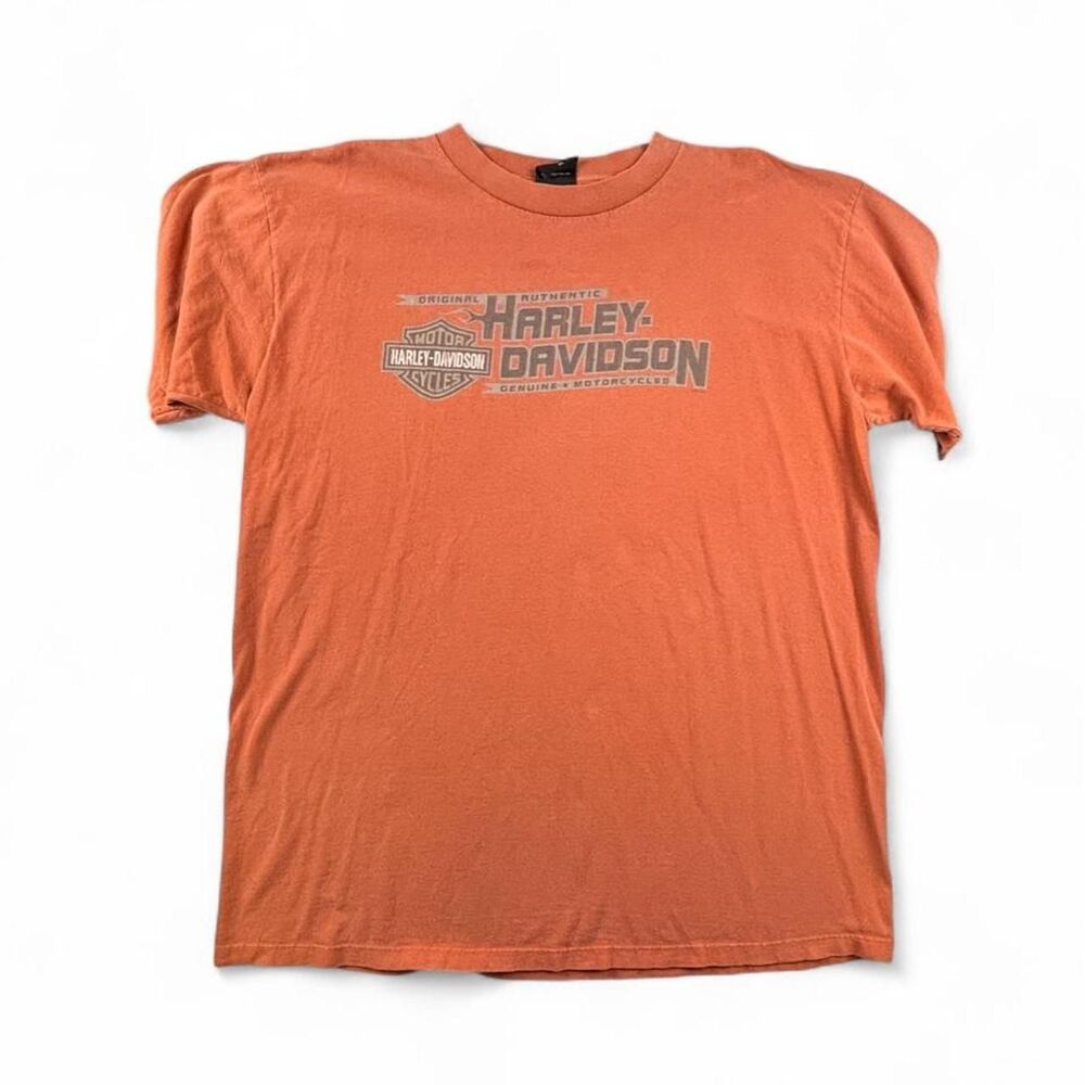 Harley-Davidson T-Shirt Men’s XL Orange Faded Distressed Biker Graphic